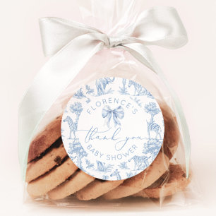 Sticker Rond Toile de Jouy Safari animaux Baby shower merci