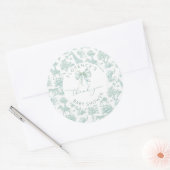 Sticker Rond Toile de jouy Safari Sage Baby shower merci (Enveloppe)