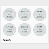 Sticker Rond Toile en gris rustique fait main (Feuille)