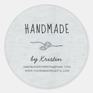 Sticker Rond Toile gris rustique faite à la main