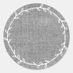 Sticker Rond Toile vierge grise en toile de jute rustique fait
