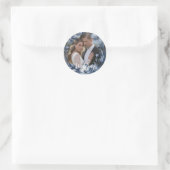 Sticker Rond Toile Vintage bleu Mariage Floral (Sac)