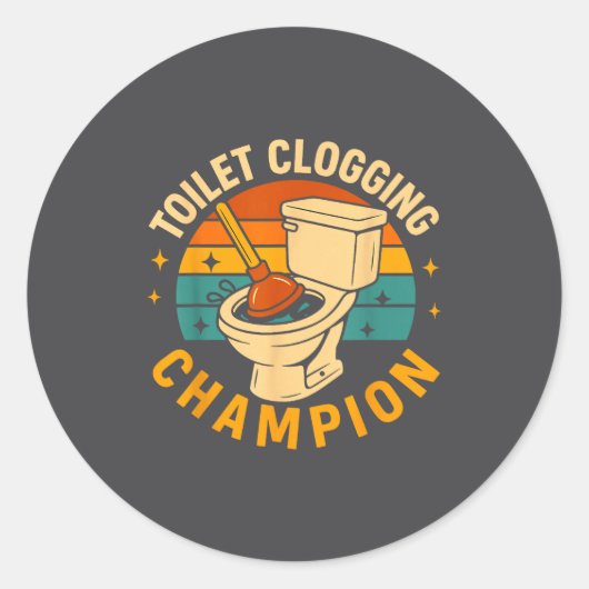 Sticker Rond Toilet Clogging Chamon Funny Bathroom Clogger Quot (Devant)