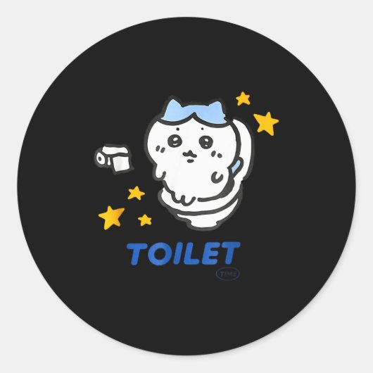 Sticker Rond Toilet Time Chikawa Meme Funny Tee (Devant)