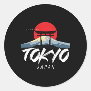 Sticker Rond Tokyo Mont Fuji Du Japon En Asie Avec Japonais