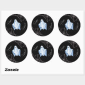 Sticker Rond Tôle blanche Fantôme & Cobwebs Noir Halloween goth (Feuille)