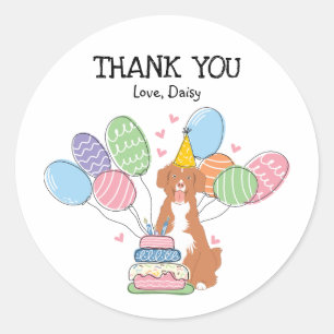 Sticker Rond Toller Chien Anniversaire Fête Favoriser Tags Stic