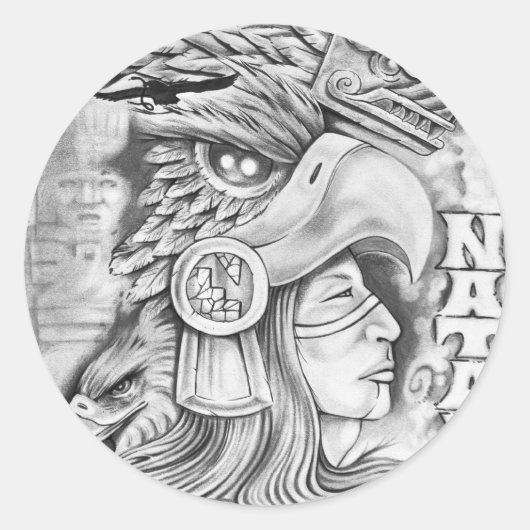 Sticker Rond Toltec Warrior (Devant)