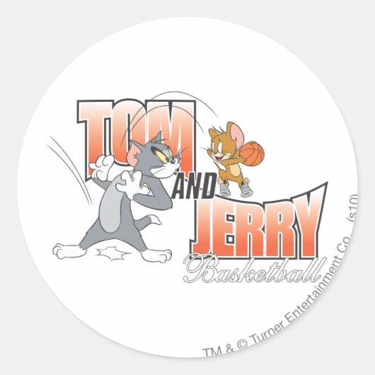 Sticker Rond Tom et Jerry Basketball 3 (Devant)