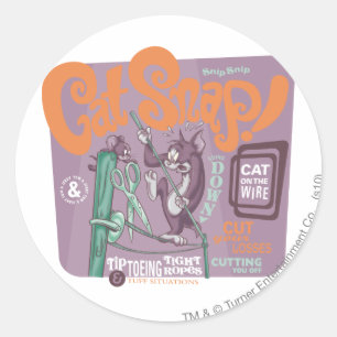 Sticker Rond Tom et Jerry Cat Snap