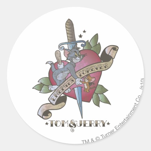 Sticker Rond Tom et Jerry Ennemies pour toujours 2 (Devant)