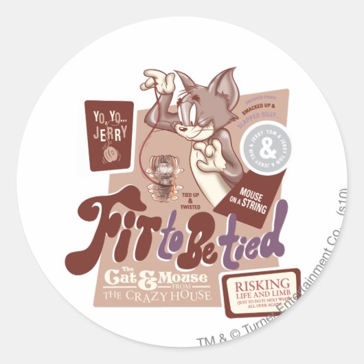 Sticker Rond Tom et Jerry Fit To Be Lied (Devant)