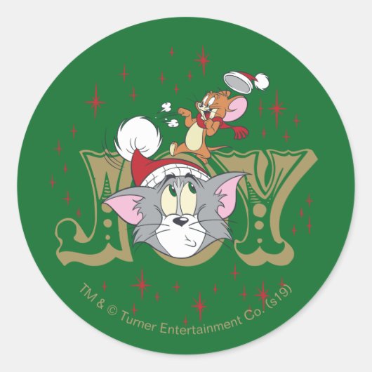 Sticker Rond Tom et Jerry Holiday Joy (Devant)