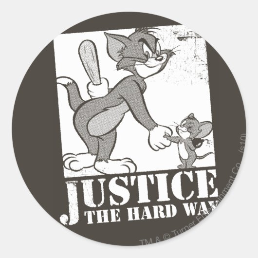 Sticker Rond Tom et Jerry Justice à l'envers (Devant)