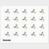 Sticker Rond Tom et Jerry nourrissent le chat (Feuille)