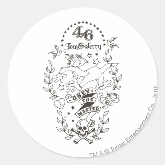 Sticker Rond Tom et Jerry Obey Le Maître 1 (Devant)