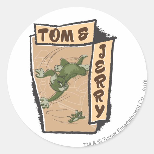 Sticker Rond Tom et Jerry sur un canapé tan (Devant)