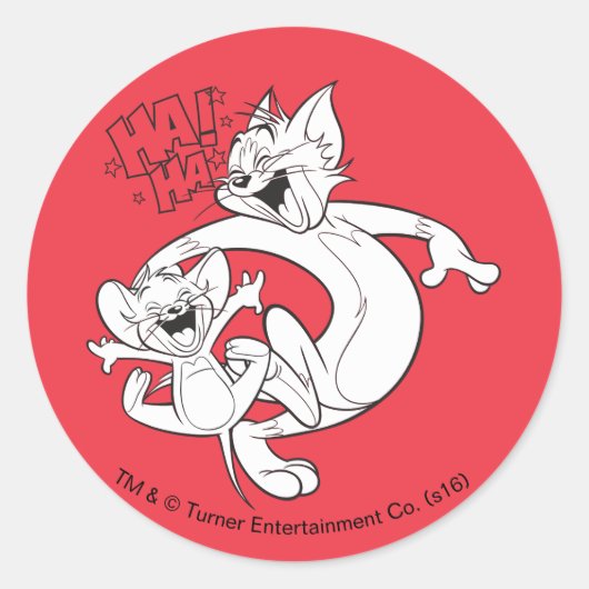 Sticker Rond Tom Et Jerry | Tom Et Jerry Rient (Devant)
