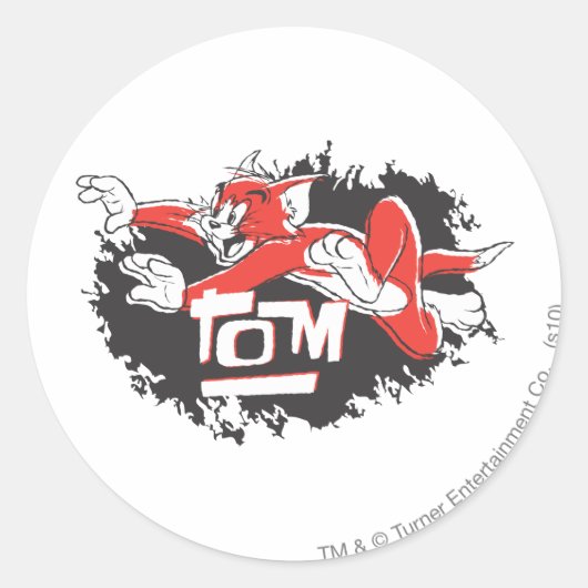 Sticker Rond Tom Logo noir et rouge (Devant)