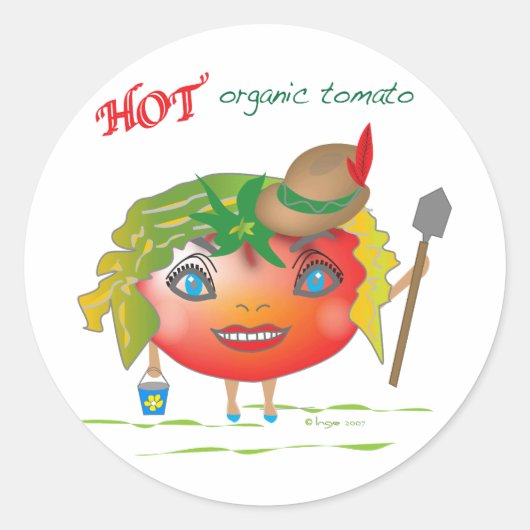 Sticker Rond Tomate biologique chaude (Devant)