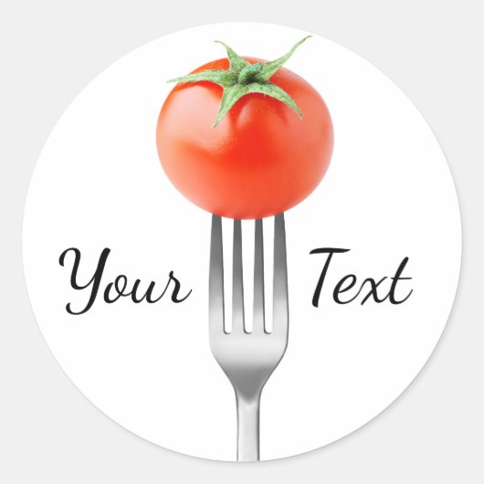 Sticker Rond tomate cerise sur fourchette (Devant)