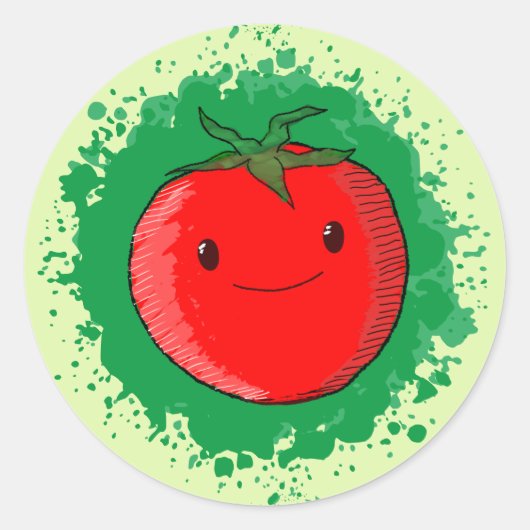 Sticker Rond Tomate de carton mignon (Devant)