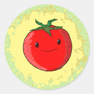 Sticker Rond Tomate de carton mignon