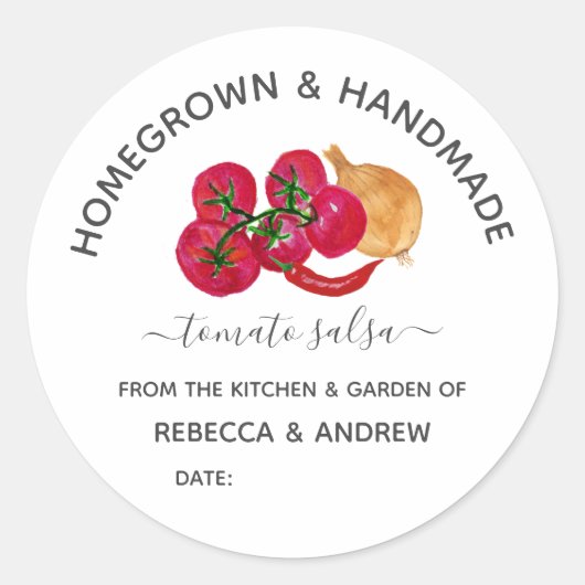 Sticker Rond Tomate de réfrigération artisanale Salsa Mason Jar (Devant)