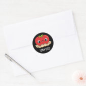 Sticker Rond Tomate drôle orteils avec orteils pistolet noir BG (Enveloppe)