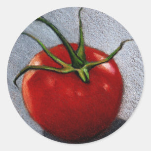 STICKER ROND TOMATE EN COULEUR PENCIL : ART