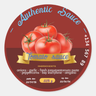 STICKER ROND TOMATE PERSONNALISÉE MAINTENANT SAUCE MEILLEUR ROU