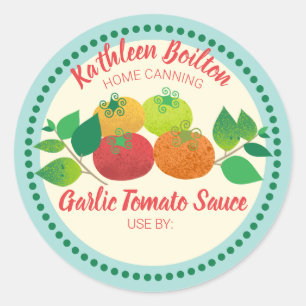 Sticker Rond Tomates basilic sauce tomate maison en conserve