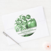 Sticker Rond Tomates de l'héritage Vintage vert modifiable (Enveloppe)