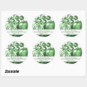Sticker Rond Tomates de l'héritage Vintage vert modifiable (Feuille)