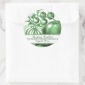 Sticker Rond Tomates de l'héritage Vintage vert modifiable (Sac)