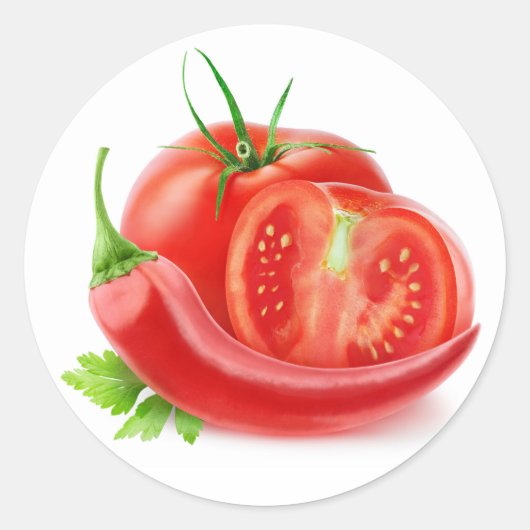 Sticker Rond Tomates et poivre (Devant)