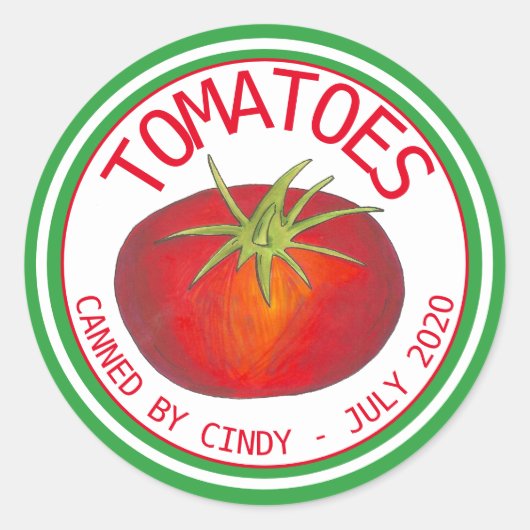 Sticker Rond Tomates Tomates Tomates Légumes En Canne De Sauce  (Devant)