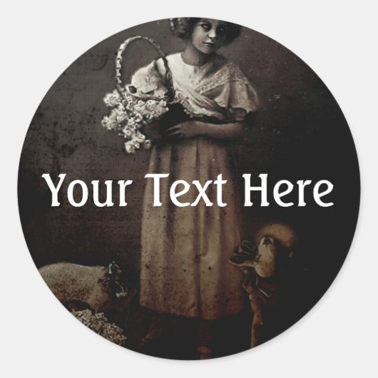 Sticker Rond Tombé Comme Des Agneaux À L'Abattage (Devant)