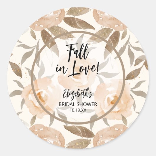 Sticker Rond Tombent amoureux Floral Rustique d'Automne (Devant)