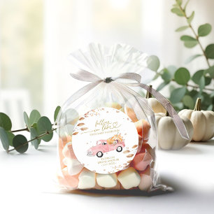 Sticker Rond Tomber Amoureux Citrouille Bébé Shower d'Automne