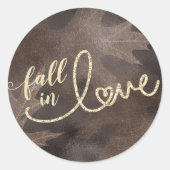 Sticker Rond Tomber amoureux de l'automne | Mariage Brown rusti (Devant)