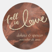 Sticker Rond Tomber amoureux de l'automne | Mariage Brown rusti (Devant)