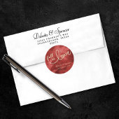 Sticker Rond Tomber amoureux de l'automne | Mariage rouge et or