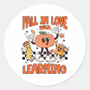 Sticker Rond Tomber dans l'amour avec l'apprentissage Thanksgiv