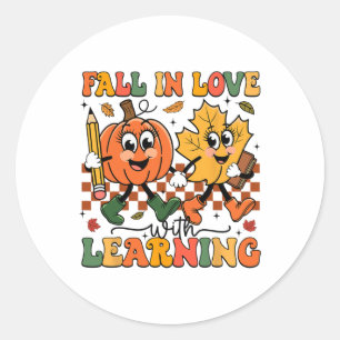 Sticker Rond Tomber dans l'amour avec l'apprentissage Thanksgiv