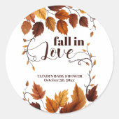 Sticker Rond Tomber dans l'amour avec l'automne Feuilles Baby s (Devant)