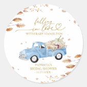 Sticker Rond Tomber dans l'amour Citrouille Baby shower d'autom (Devant)
