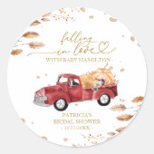 Sticker Rond Tomber dans l'amour Citrouille Baby shower d'autom (Devant)
