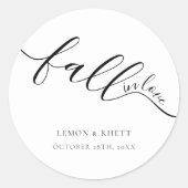 Sticker Rond Tomber Dans L'Amour Je Mariage Noir Blanc Élégant  (Devant)