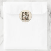 Sticker Rond TOMBER DANS L'AMOUR Rétro Automne Automne Fiançail (Sac)